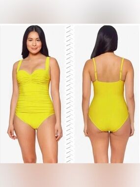 Bleu Rod Beattie Shirred One Piece Swimsuit Size 12